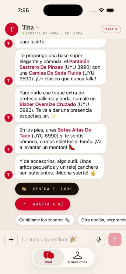 Chatting with Tita in the app