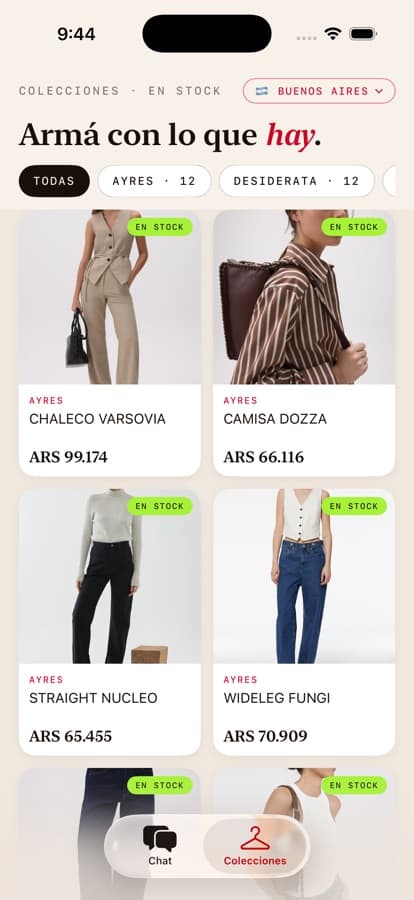 City collections in the app